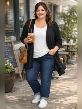 torrid Black Open-Front Waffle Knit Drape Cardigan Size 3 Plus Size